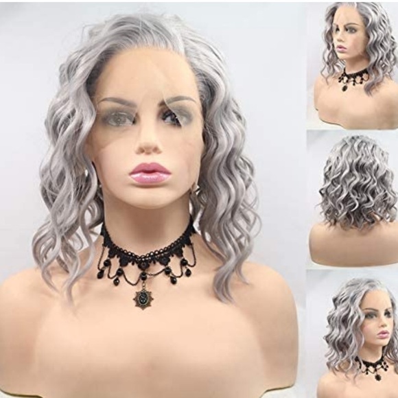 Silver Gray SHORT BOB WAVY Lace Front Wig *NEW* - Picture 5 of 5